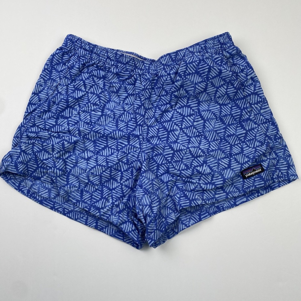 Patagonia Swim Shorts Mens XS (26x4) Blue Geometric Baggies Elastic Drawstring